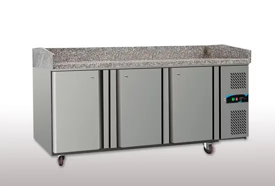 Three Doors Marble Bench Top Commercial Chiller Freezer Kitchen Worktable Refrigerator