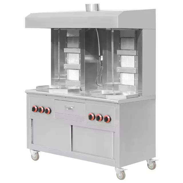 Gas Shawarma Machine With A Double Hoodcabinet